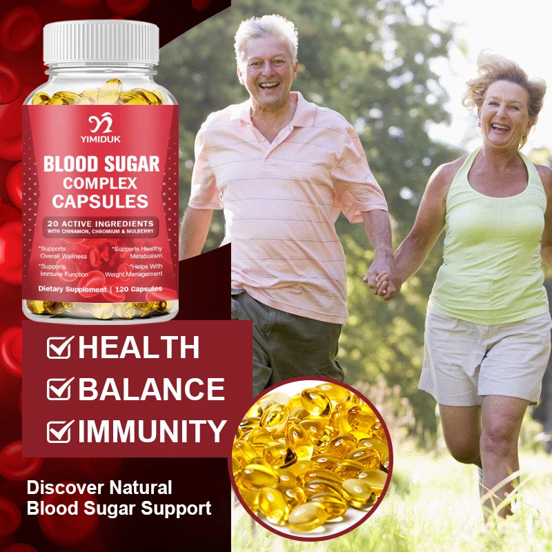 Yimiduk Blood Sugar Support Capsules with Cinnamon, Chromium & Mulberry | Metabolic & Immune Health Supplement | 60/120 Capsules