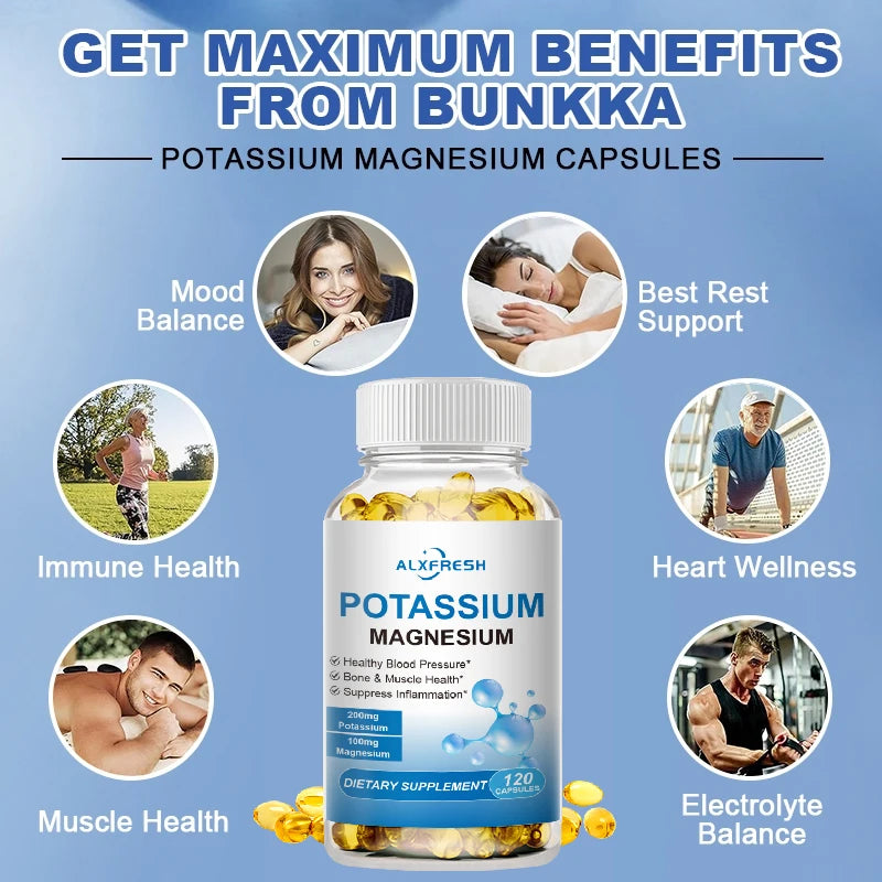 ALXFRESH Potassium & Magnesium Capsules – Daily Mineral & Wellness Supplement