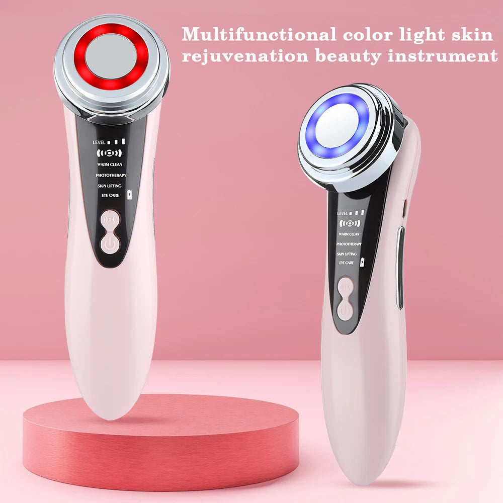 7-in-1 EMS Facial Massager – LED Light Therapy, Warm Vibration & Microcurrent Skincare Device