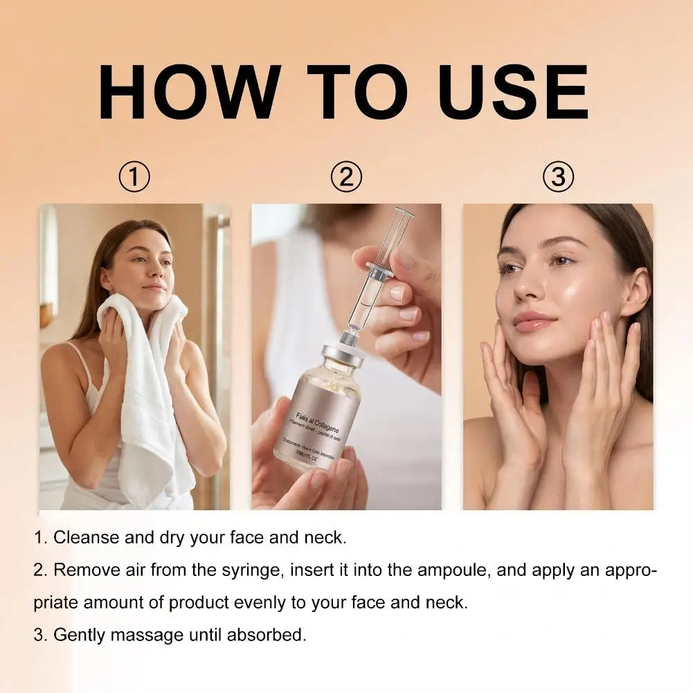 Golden Thread Collagen Ampoule Serum 30ml – Hydrating Silk Peptide Facial Essence for Face & Neck