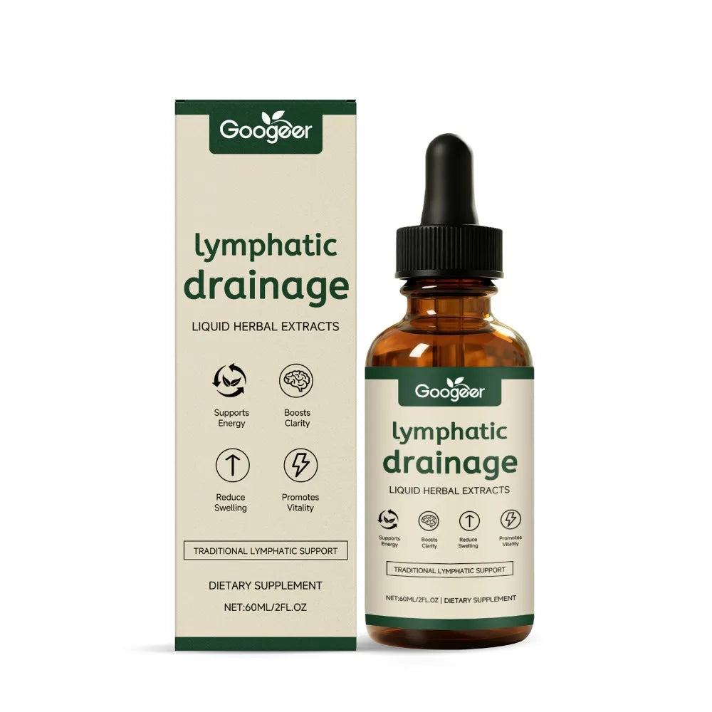 Googeer Lymphatic Drainage Herbal Drops 60ml – Herbal Daily Wellness Supplement with Uncaria & Red Clover