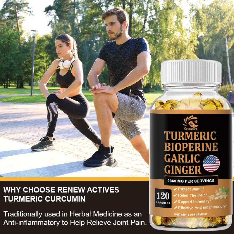 Turmeric, Ginger & Garlic Capsules with Black Pepper – Herbal Wellness Supplement, 60/120 Capsules