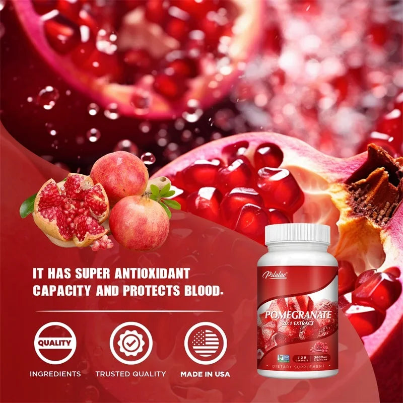 PSLALAE Pomegranate Fruit Extract Capsules – Daily Antioxidant, Immune & Heart Health Support