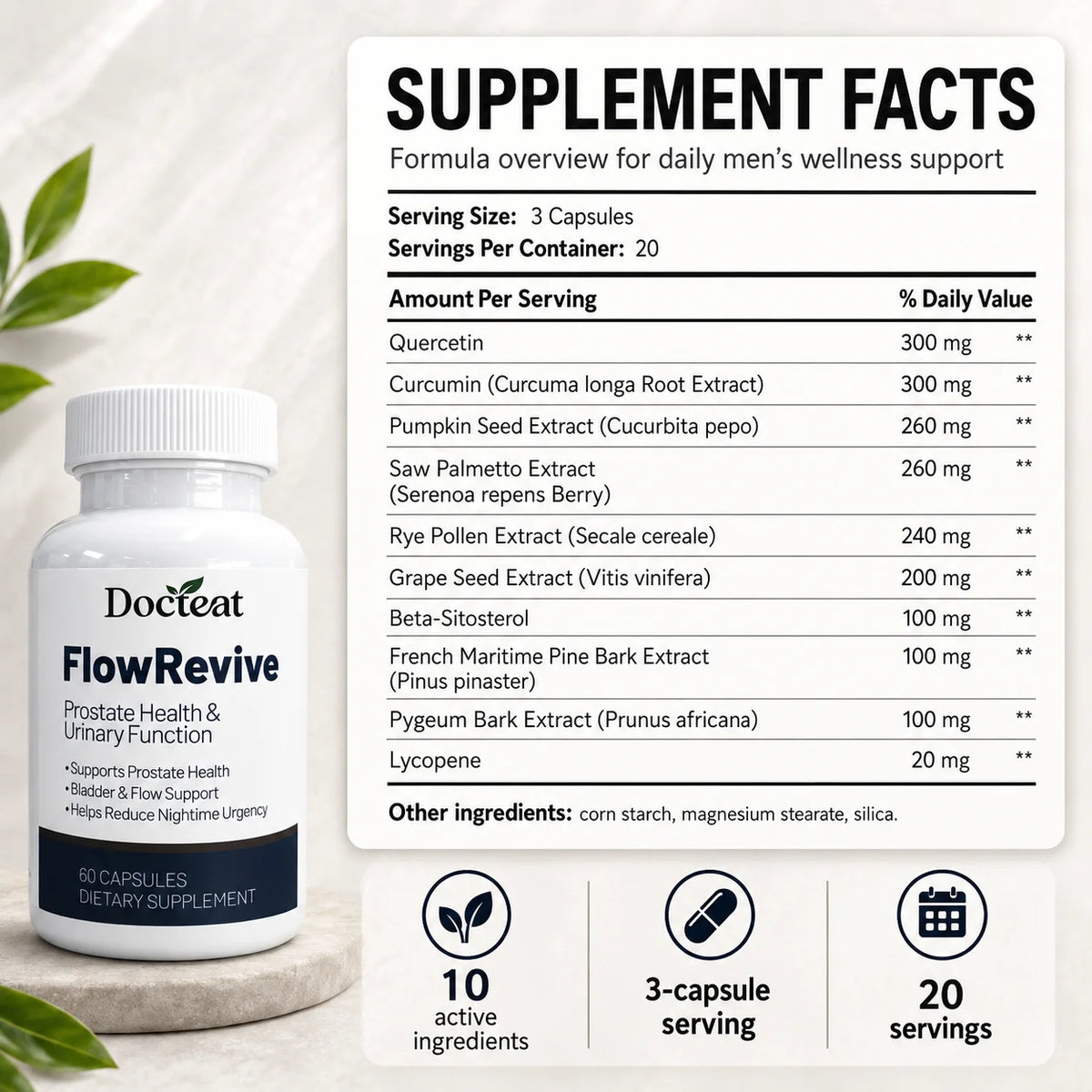 Men’s Prostate Support Capsules – Saw Palmetto Extract, 60 Capsules