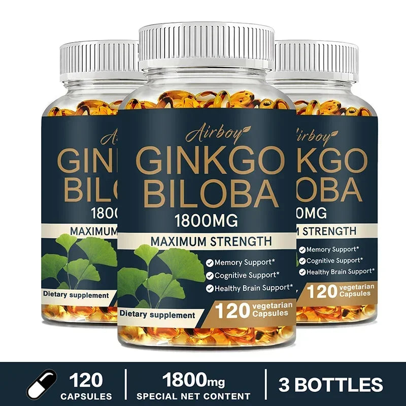 Ginkgo Biloba Capsules – Herbal Antioxidant Supplement, Memory & Cognitive Wellness