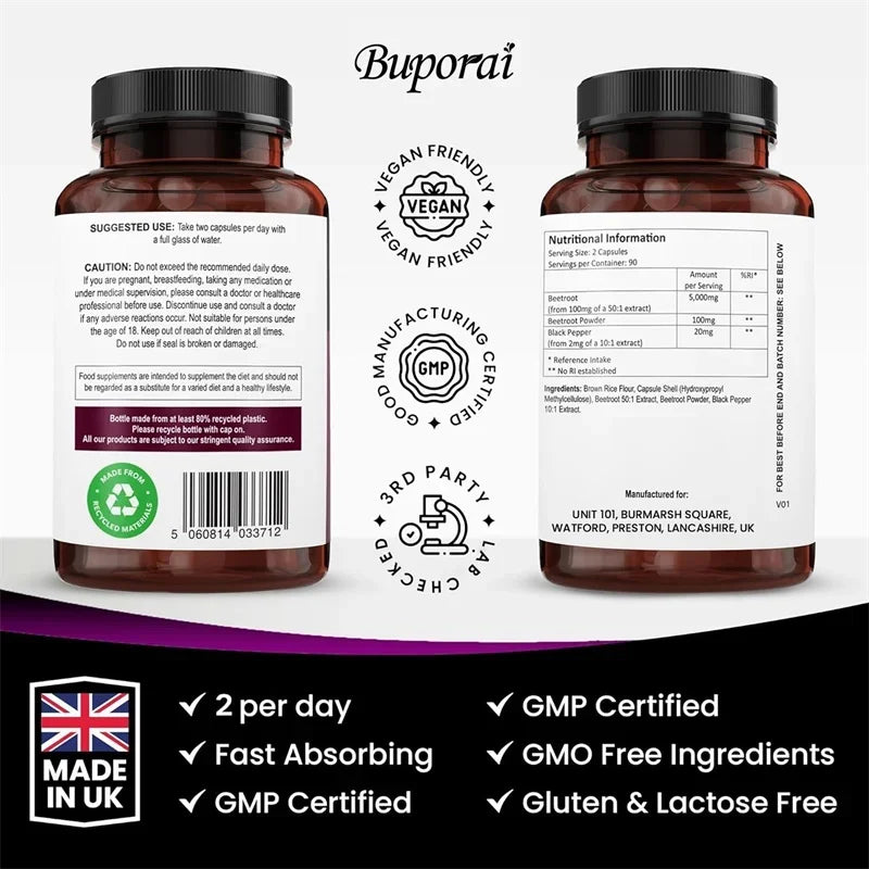PSLALAE Beetroot 5000mg Capsules – Nitric Oxide, Circulation, Heart Health & Energy Support Supplement