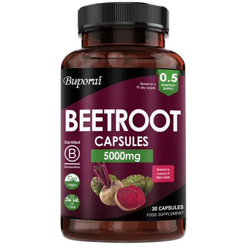 PSLALAE Beetroot 5000mg Capsules – Nitric Oxide, Circulation, Heart Health & Energy Support Supplement