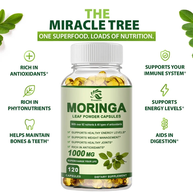 Greensure Moringa Capsules – Organic Moringa Leaf Supplement for Daily Wellness Support