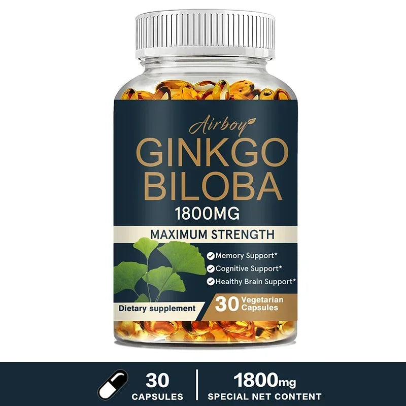 Ginkgo Biloba Capsules – Herbal Antioxidant Supplement, Memory & Cognitive Wellness