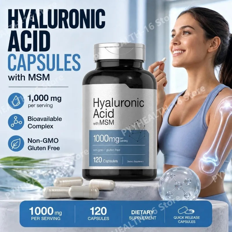 Hyaluronic Acid with MSM Capsules – 1000mg Per Serving, 120 Capsules