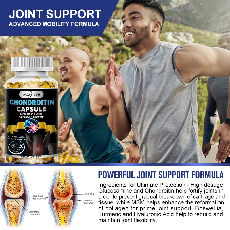 Alxfresh Glucosamine Chondroitin MSM with Turmeric & Vitamin D – Joint Support, Bone Health, Mobility & Calcium Absorption Supplement