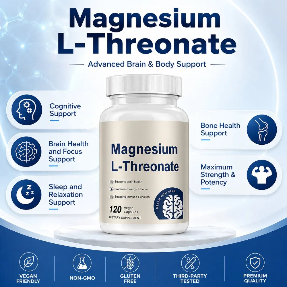 Magnesium L-Threonate Capsules – Magnesium Supplement, 120 Vegan Capsules