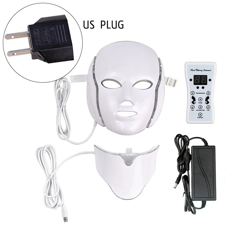 7-Color LED Face & Neck Therapy Mask – 192 LEDs, Facial Skincare Device