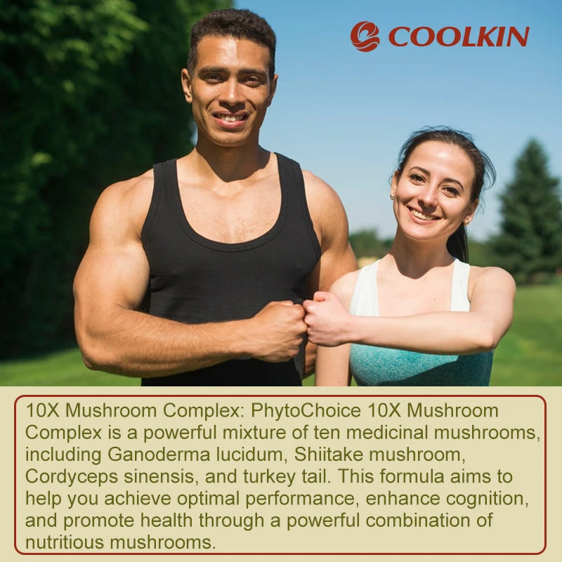 Coolkin 10-in-1 Mushroom Complex Capsules – Lion's Mane, Reishi & Adaptogenic Mushroom Blend for Brain, Memory & Immune Support
