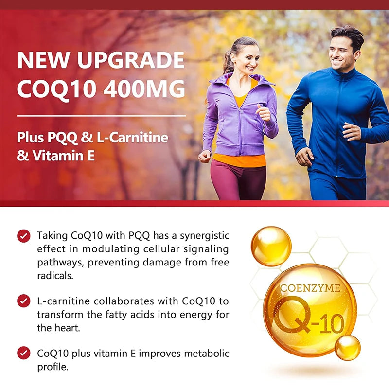 CoQ10 400mg with PQQ Capsules – Heart, Brain, Energy & Antioxidant Support