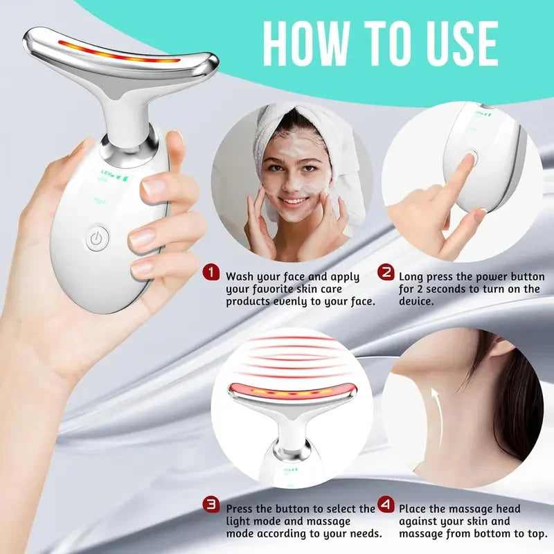 LED Face & Neck Massager – EMS, Vibration & Warm Therapy Skincare Device