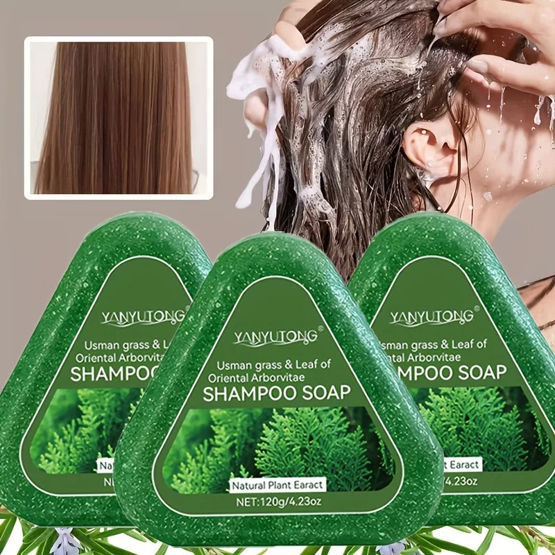 Usman Grass & Platycladus Herbal Shampoo Bar – Natural Shampoo Soap for Healthy Hair & Scalp Care 120g