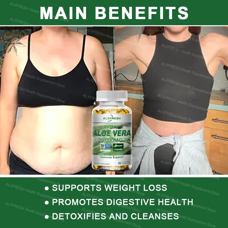 ALXFRESH Aloe Vera Capsules – Digestive Health & Daily Wellness Supplement