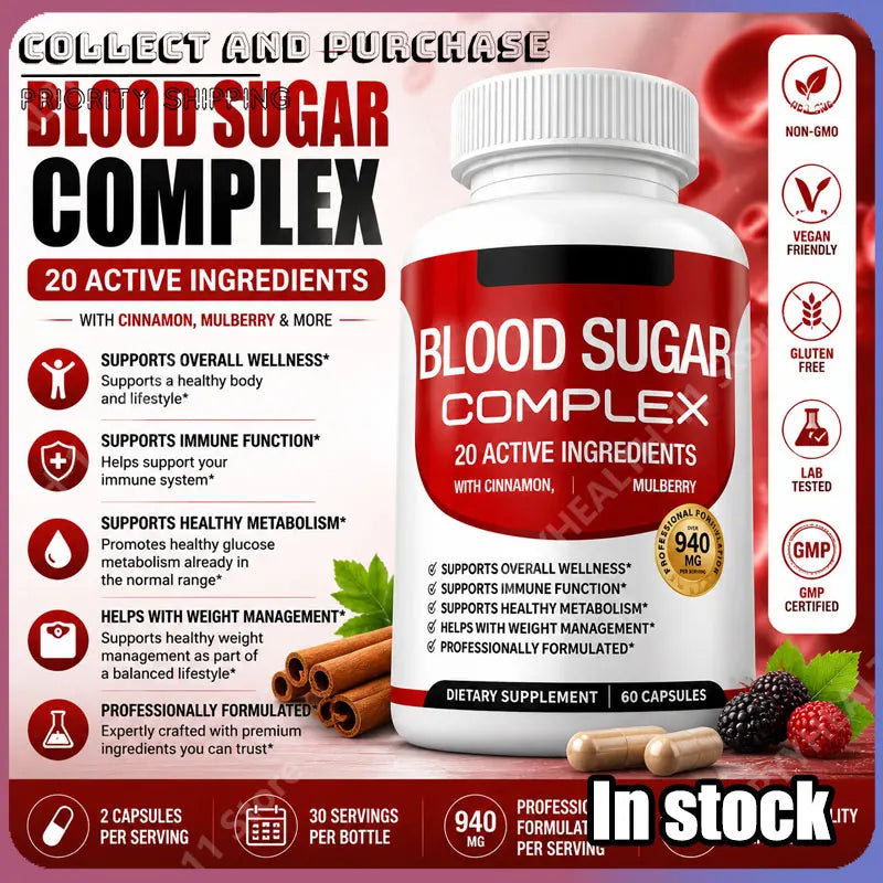 Blood Sugar Support Capsules with Mulberry – Metabolic Wellness Supplement, 60 Capsules