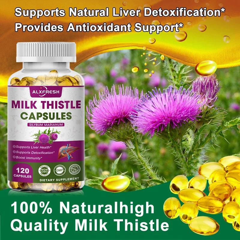 ALXFRESH Milk Thistle Capsules – Liver Health & Antioxidant Daily Wellness Supplement