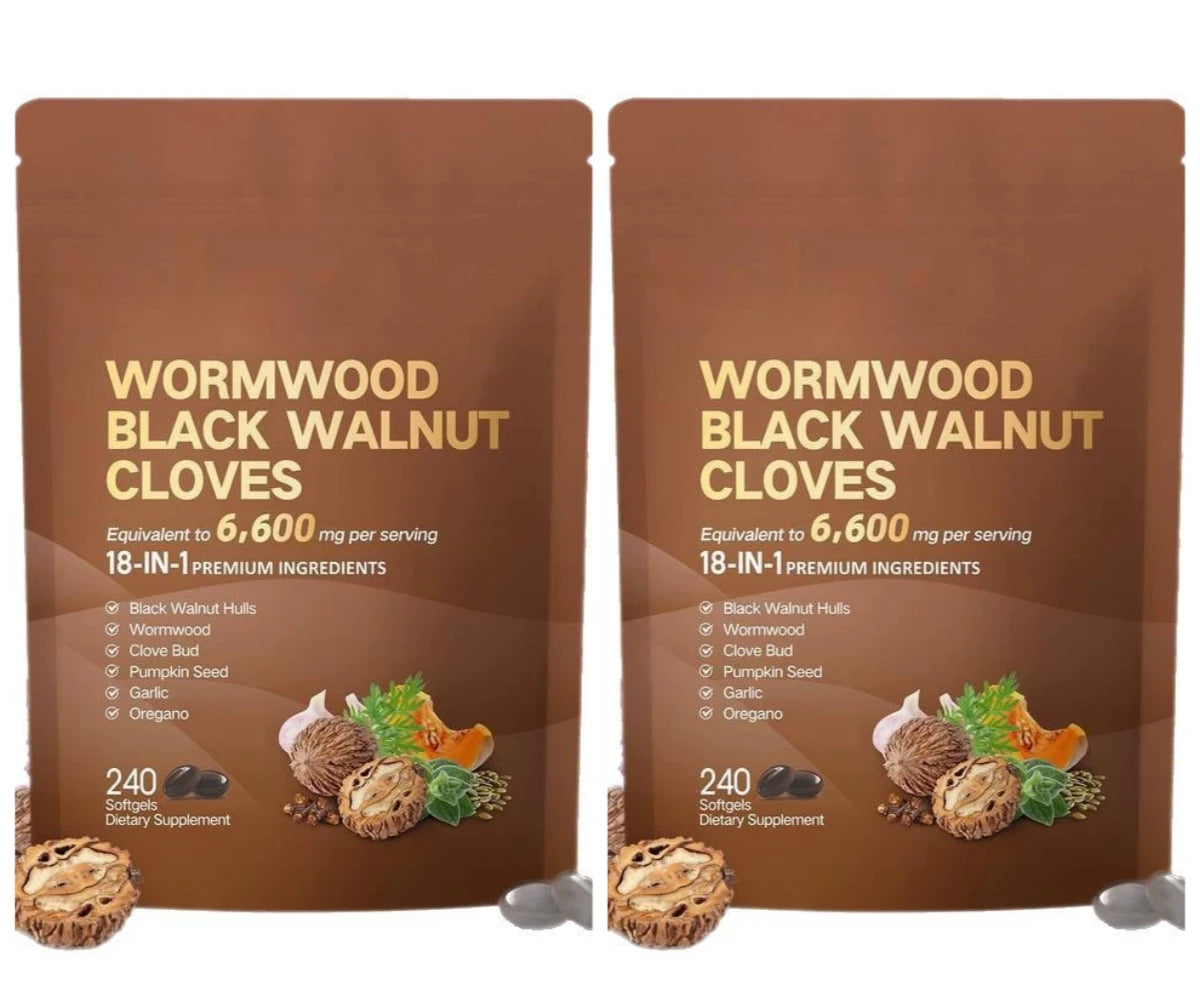 Wormwood, Black Walnut & Clove Herbal Capsules – 18-in-1 Blend with Pumpkin Seed, 240 Capsules