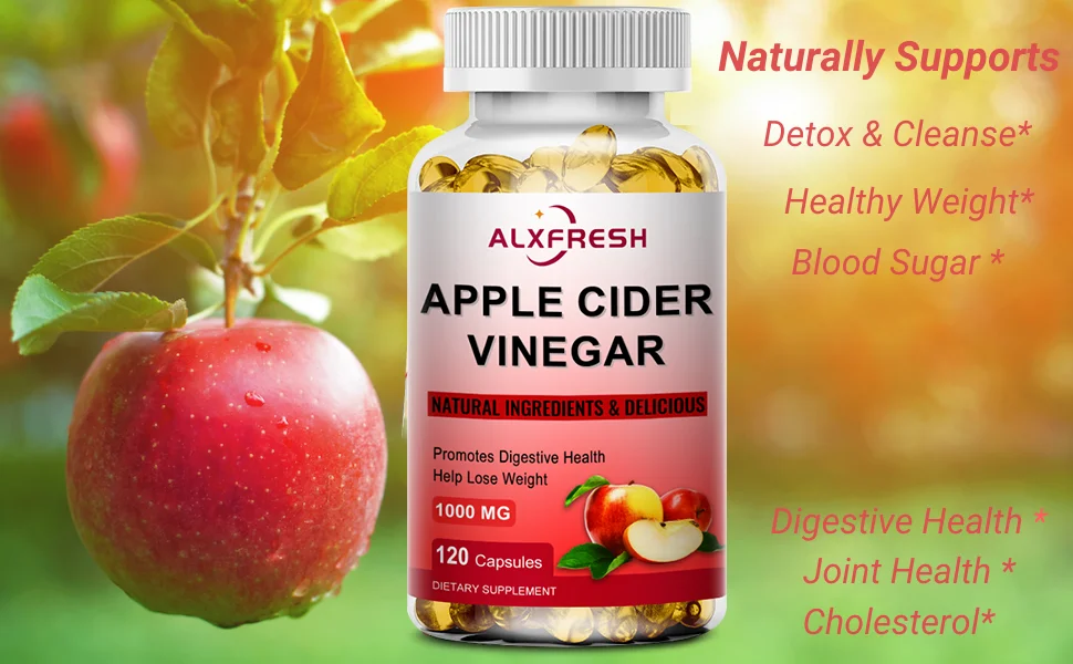 ALXFRESH Apple Cider Vinegar 1000mg Capsules – Digestive Health & Daily Wellness Supplement