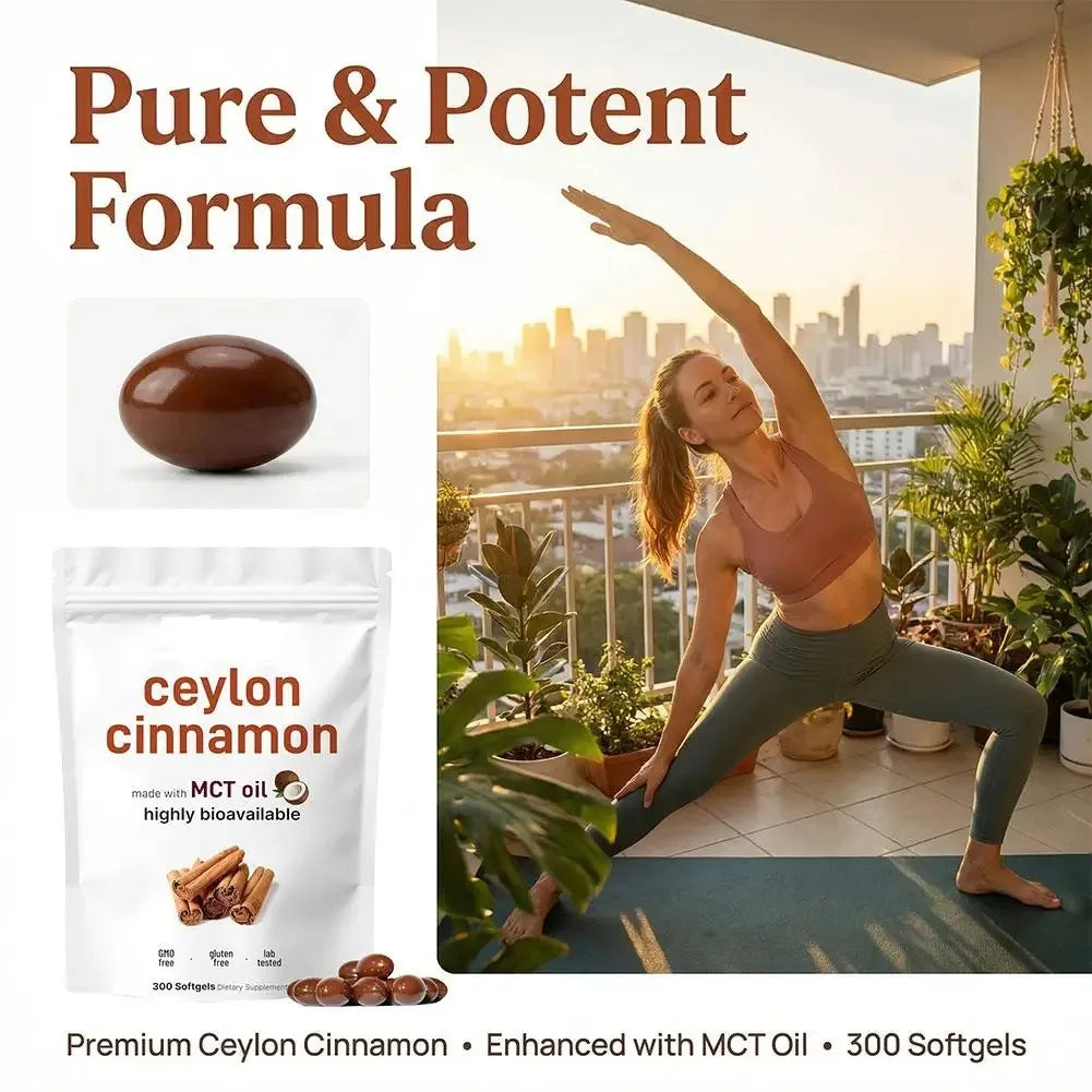 Ceylon Cinnamon Softgels with MCT Oil – Cinnamon Dietary Supplement, 300 Capsules