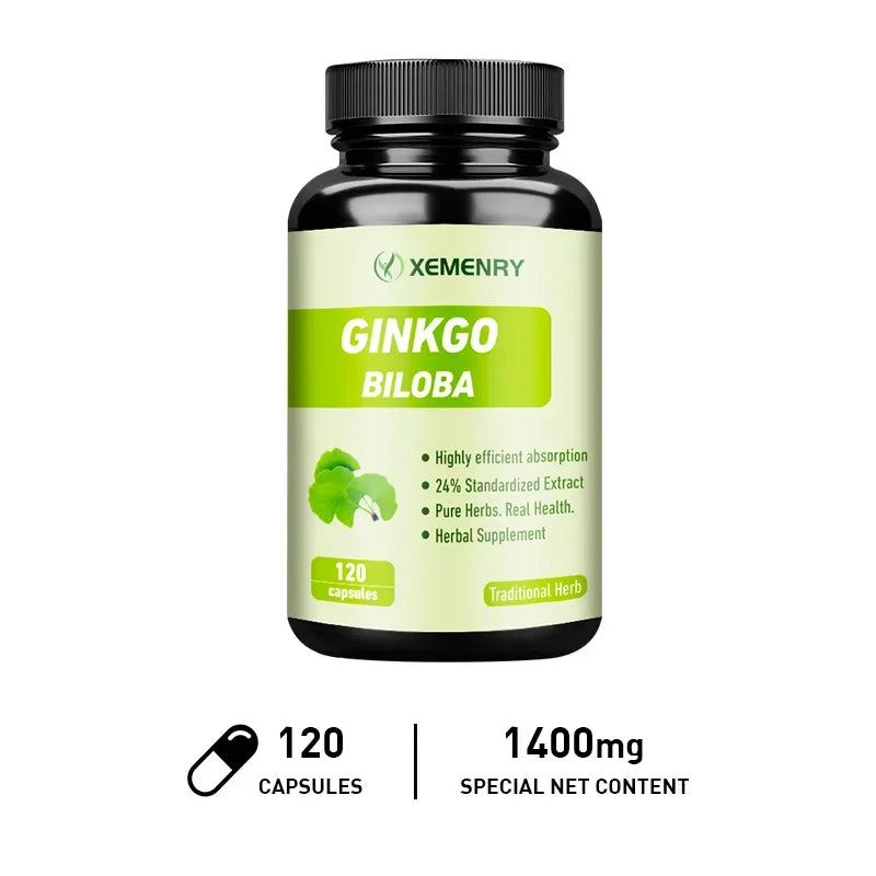 Xemenry Ginkgo Biloba Capsules – Daily Brain & Cognitive Health Supplement for Focus & Memory Support
