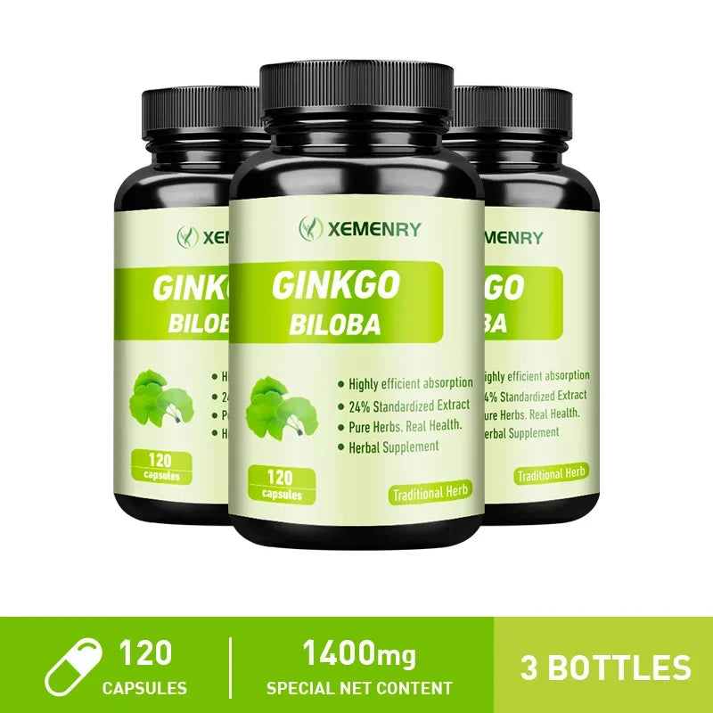 Xemenry Ginkgo Biloba Capsules – Daily Brain & Cognitive Health Supplement for Focus & Memory Support