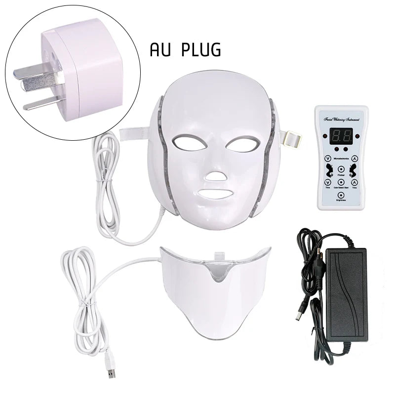 7-Color LED Face & Neck Therapy Mask – 192 LEDs, Facial Skincare Device