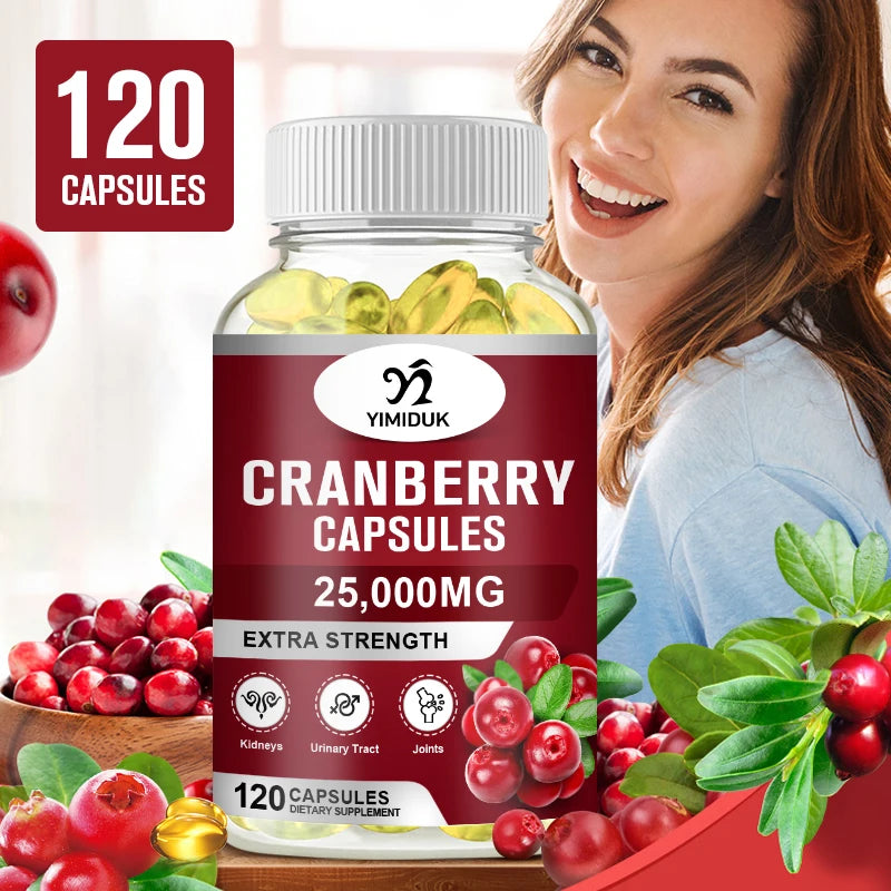 Organic Cranberry Capsules 25,000mg – Urinary Tract, Bladder, Kidney & Immune Health Support | 120 Capsules