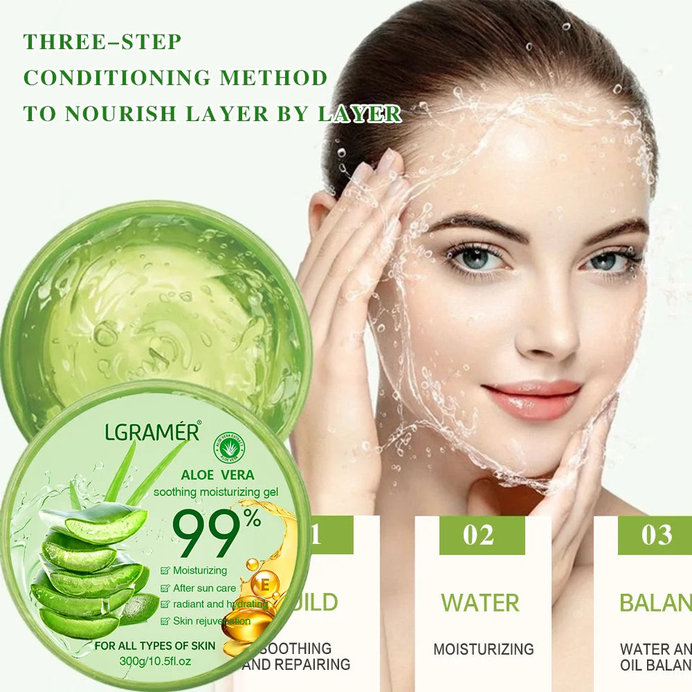 LGRAMER 99% Aloe Vera Gel – Deep Hydration & Moisturising Sleeping Mask 300g