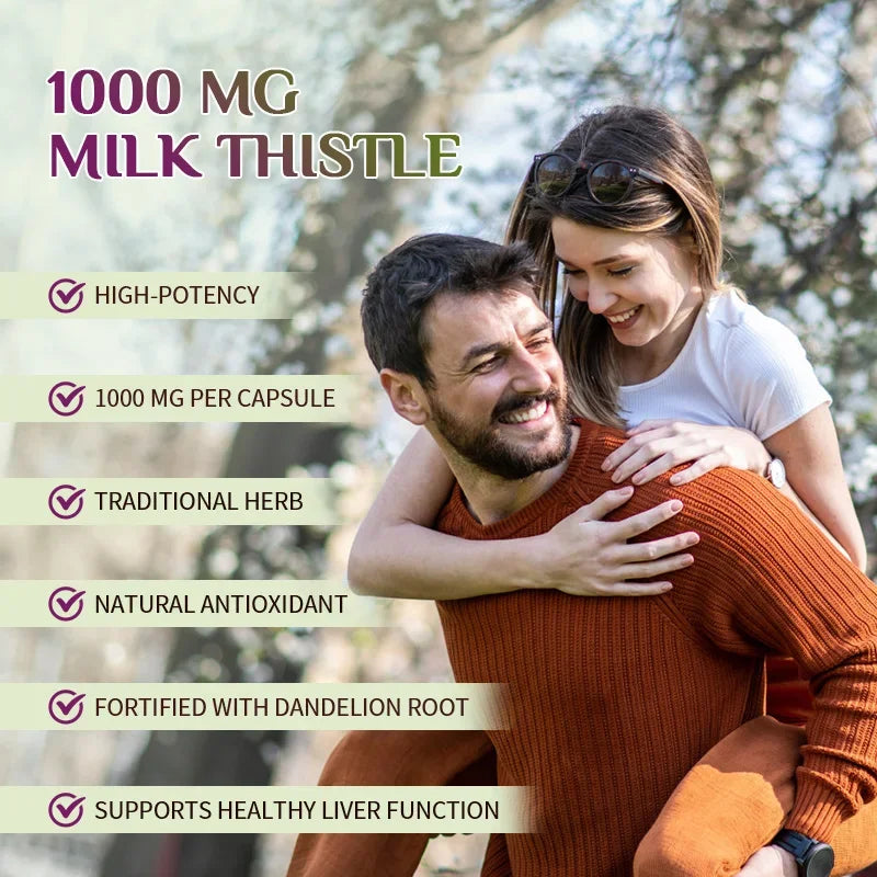 Milk Thistle 1000mg Capsules – Liver Health, Detox & Antioxidant Support