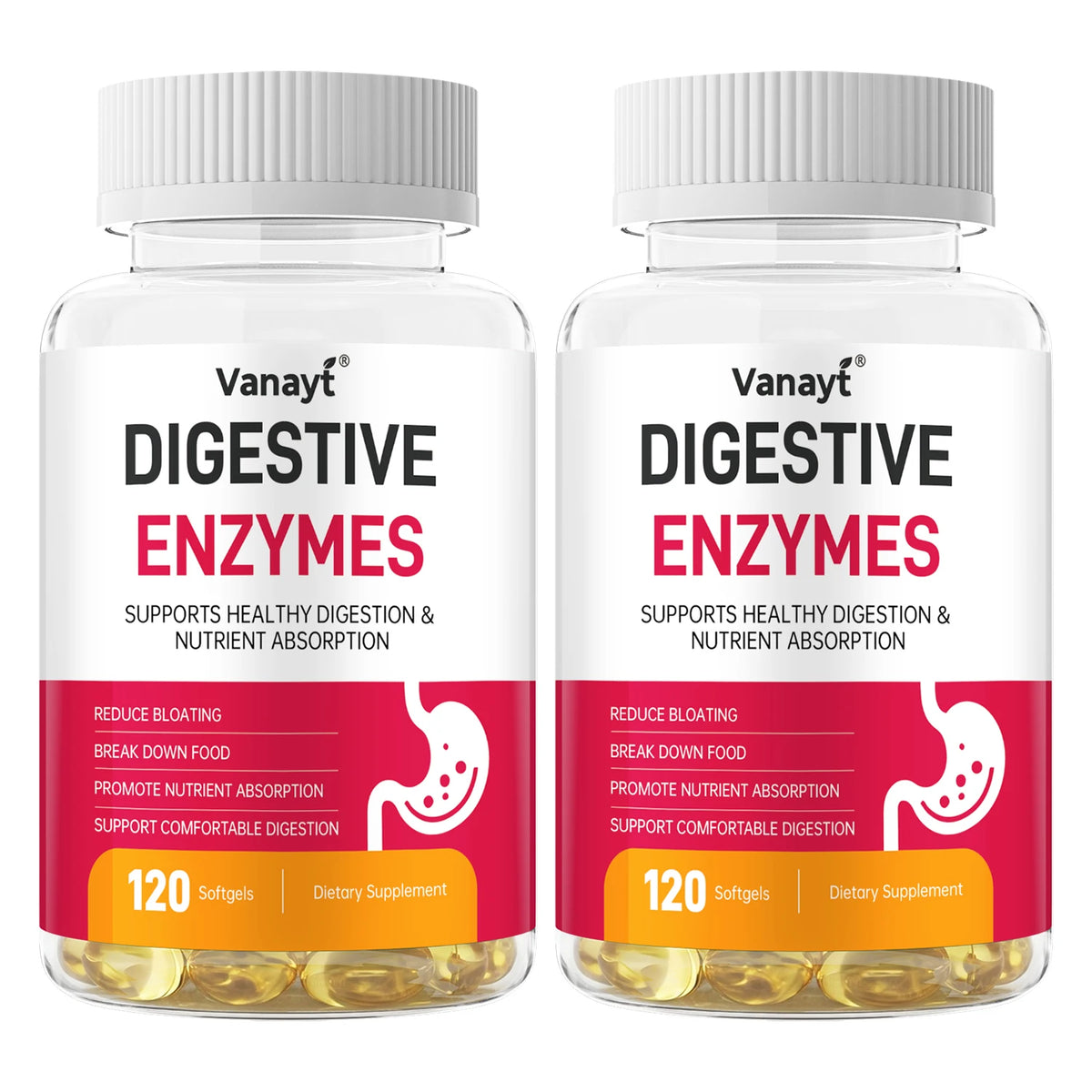 Digestive Enzymes with Prebiotics & Probiotics – Gut Health Support, 120 Capsules
