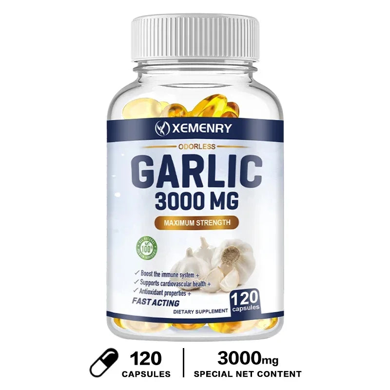 XEMENRY Odorless Garlic Capsules – Daily Heart, Immune & Cardiovascular Health Support