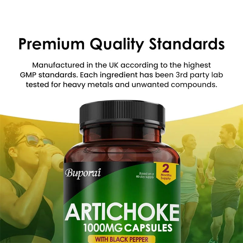 PSLALAE Artichoke 1000mg Capsules for Liver Health, Digestive Support & Antioxidant Wellness | Vegan Supplement | 30/60/120 Capsules