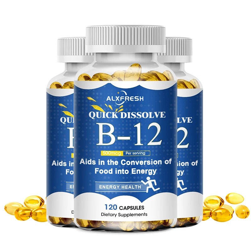 ALXFRESH Vitamin B12 Capsules – Daily Energy, Brain & Nervous System Support Supplement