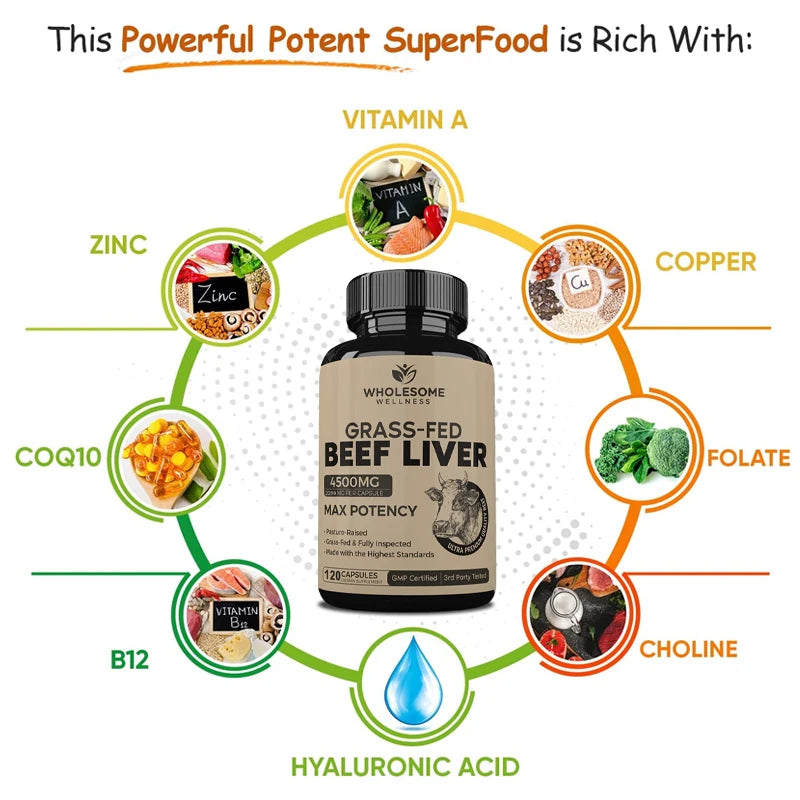 Grass Fed Beef Liver Capsules – New Zealand Freeze-Dried Liver for Energy, Iron, Heart, Brain & Immune Support