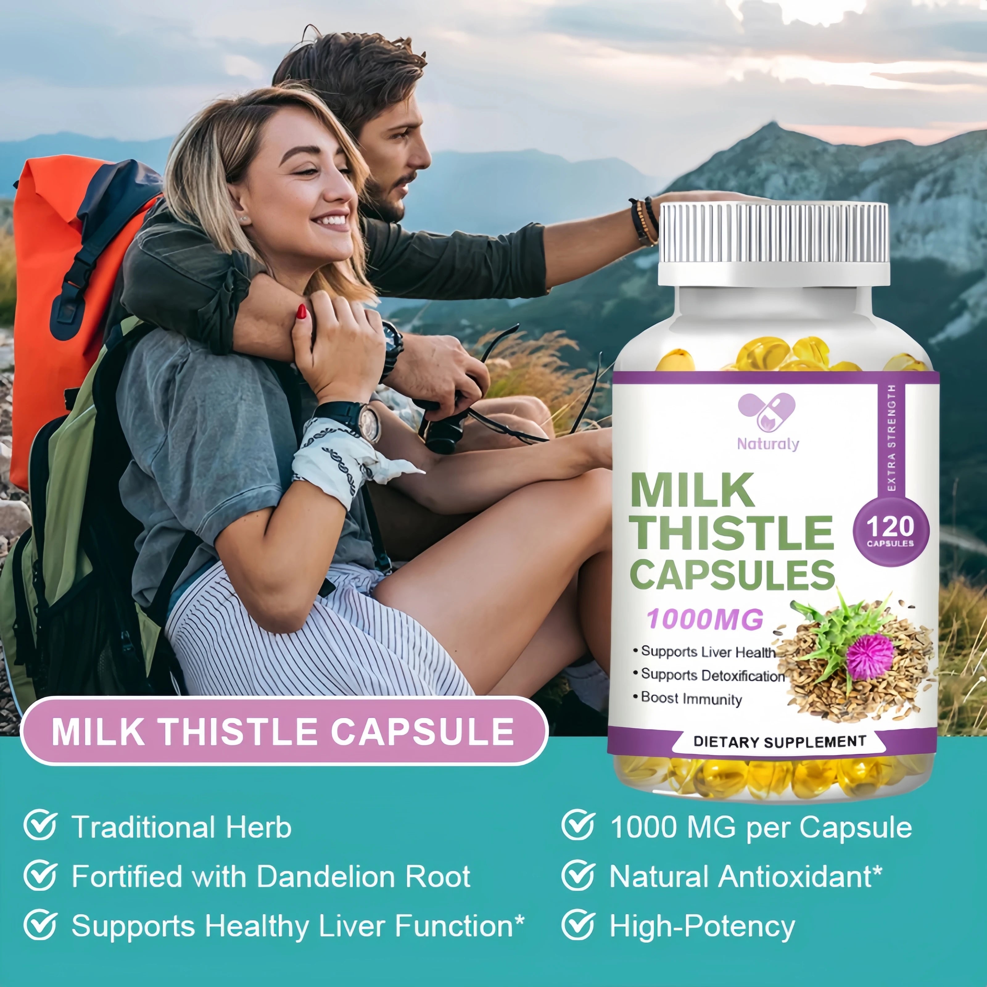 Milk Thistle 1000mg Capsules – Liver Health, Detox & Antioxidant Support