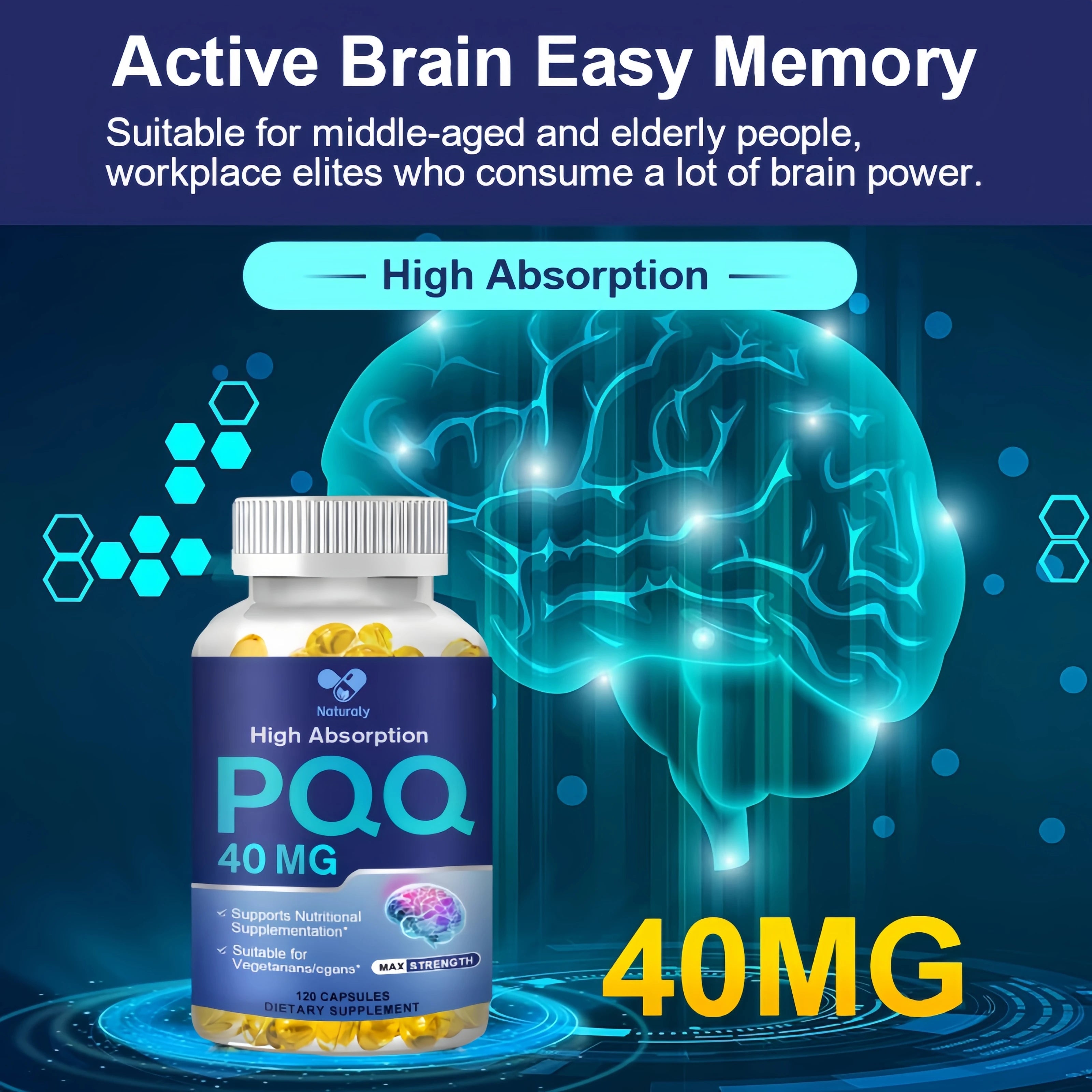 PQQ 40mg Capsules – Mitochondrial Energy, Heart & Cognitive Support