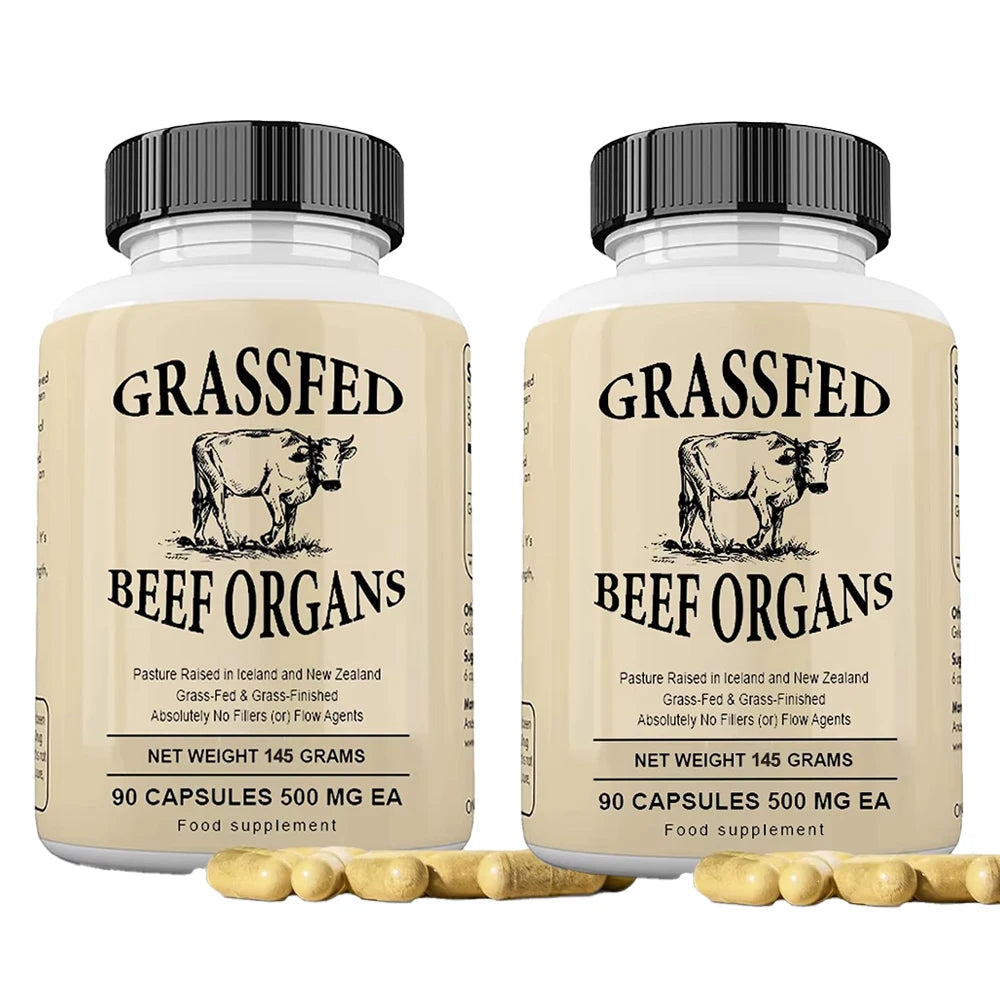 Grass Fed Beef Organ Capsules – Liver, Heart, Kidney & Spleen Supplement for Energy, Immune & Whole Body Wellness