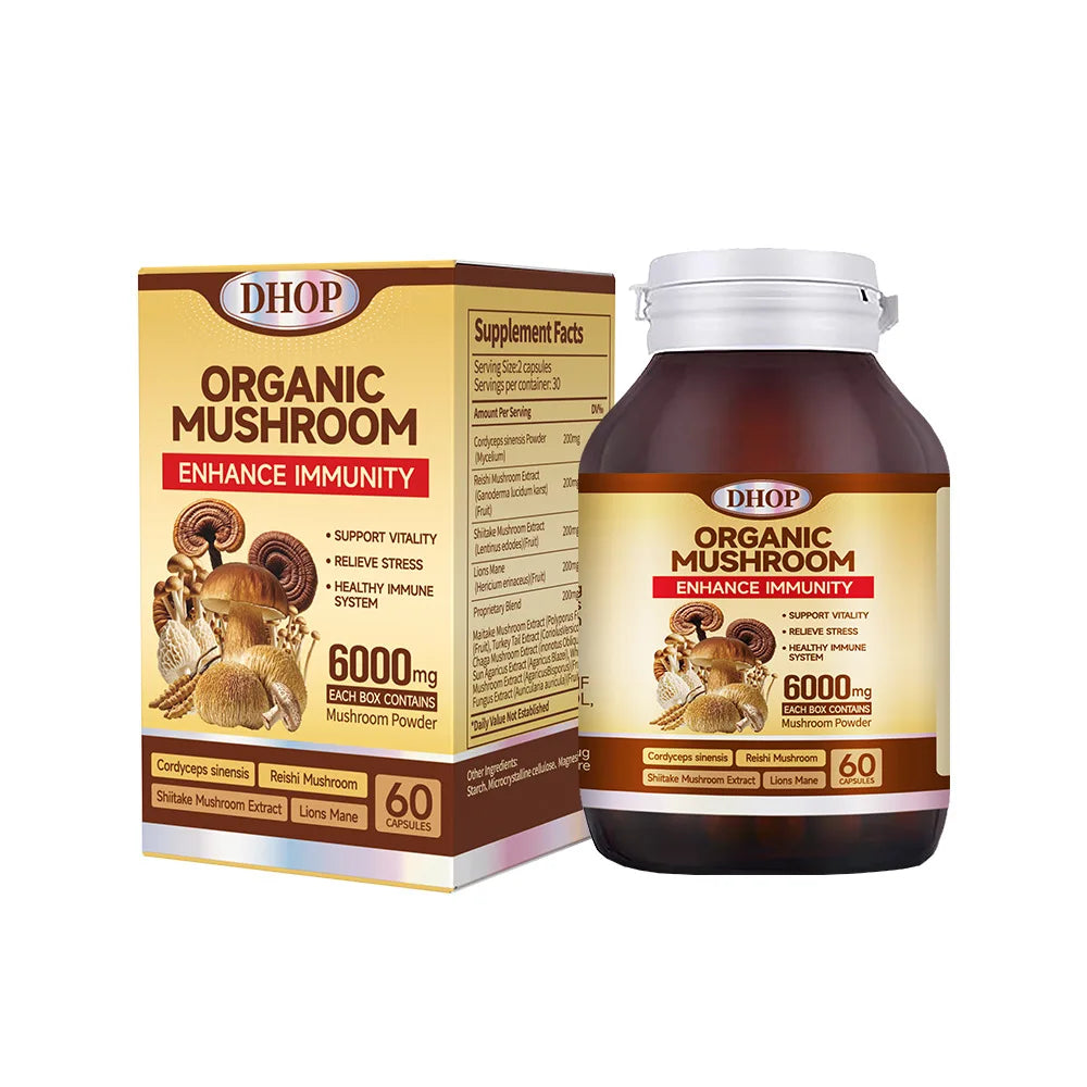 Mushroom Complex Capsules – Cordyceps, Reishi, Shiitake & Lion’s Mane Blend, 60 Capsules