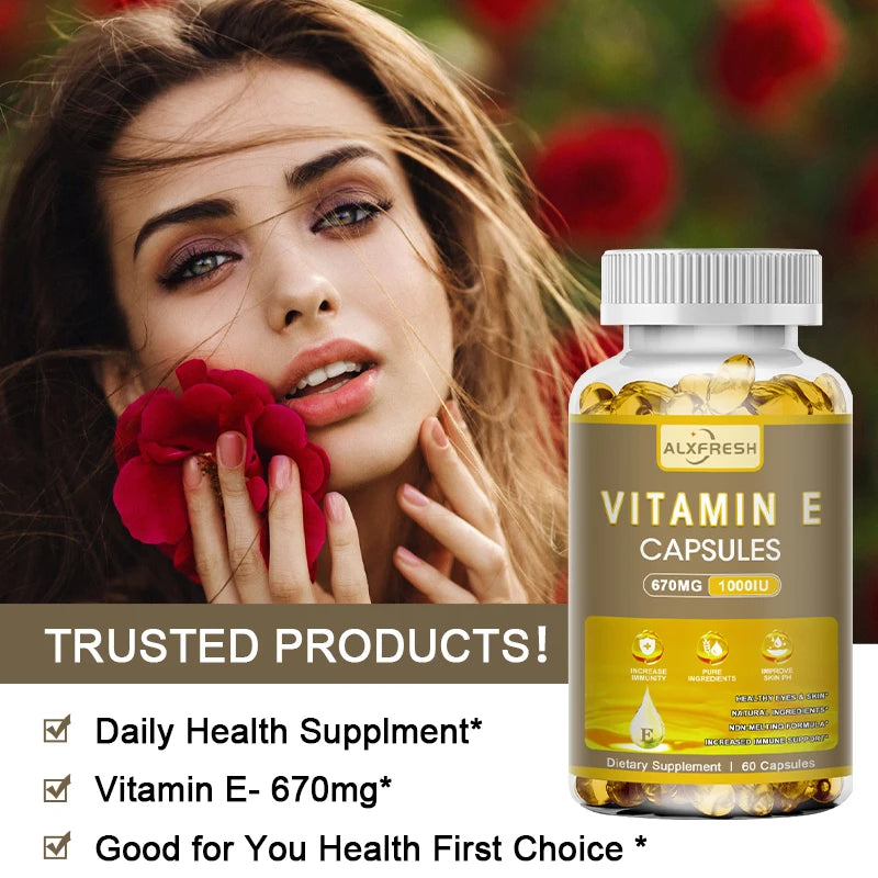 ALXFRESH Vitamin E 670 mg (1000 IU) Capsules – Antioxidant & Daily Wellness Supplement
