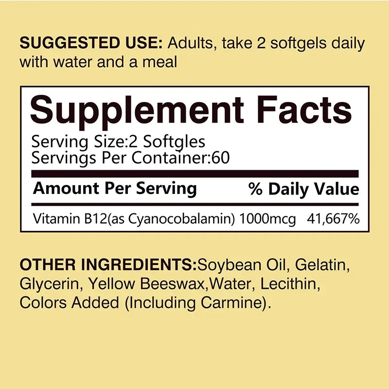 XEMENRY Vitamin B12 Capsules – Daily Energy, Brain & Nervous System Support Supplement