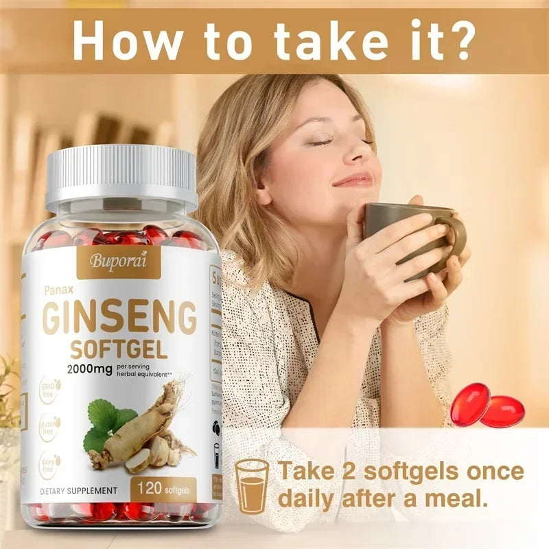 XEMENRY Red Panax Korean Ginseng Capsules – Daily Energy, Immune & Mental Focus Support