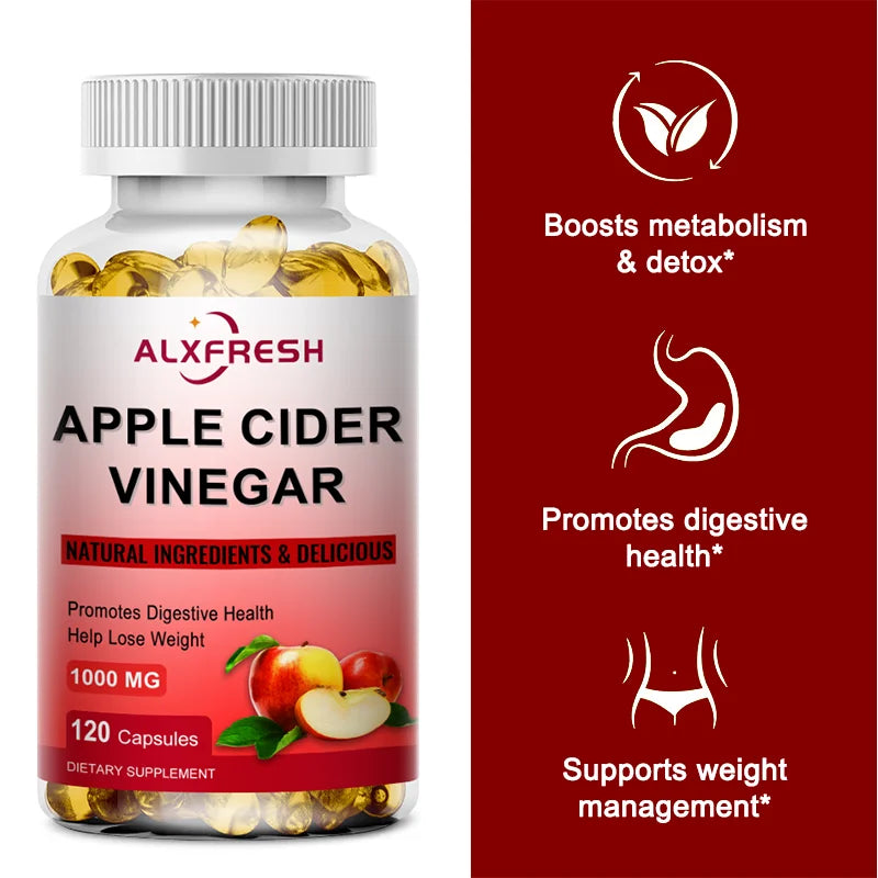 ALXFRESH Apple Cider Vinegar 1000mg Capsules – Digestive Health & Daily Wellness Supplement