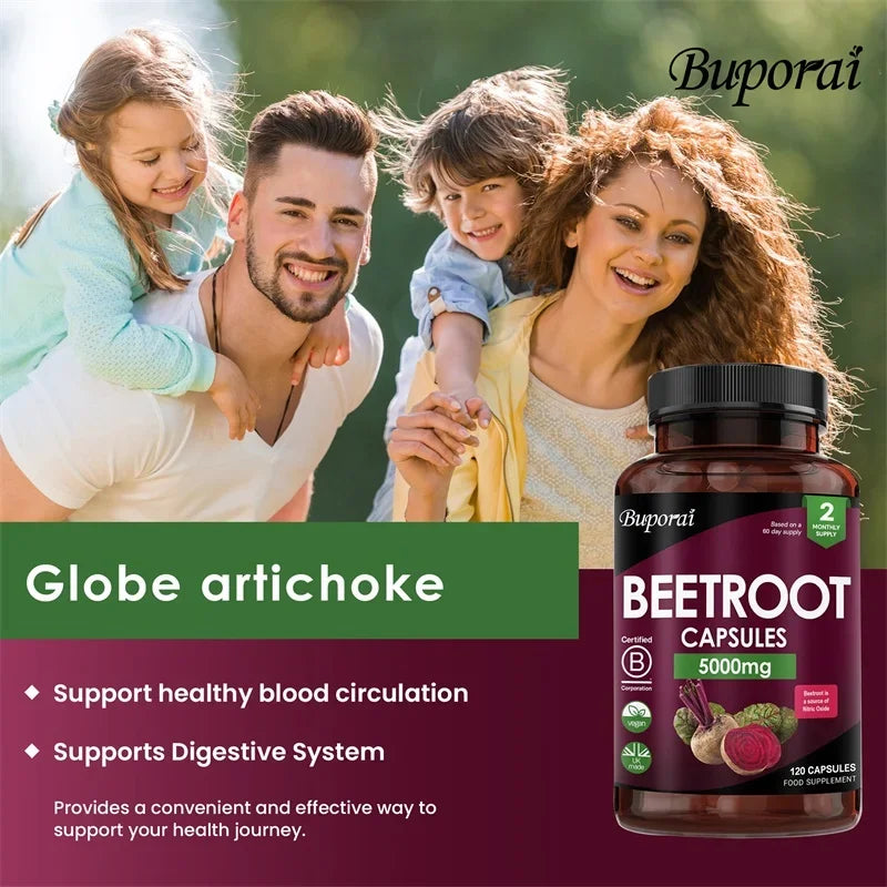 PSLALAE Beetroot 5000mg Capsules – Nitric Oxide, Circulation, Heart Health & Energy Support Supplement