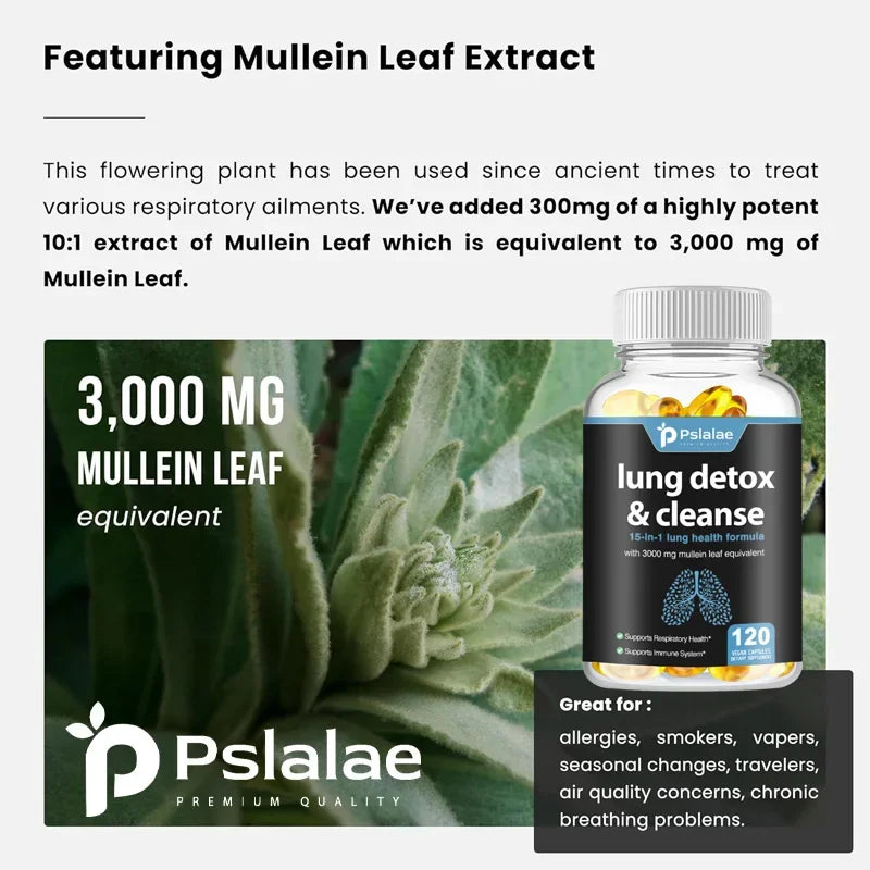 Pslalae 15-in-1 Lung Health Formula – Respiratory, Immune & Daily Breathing Support Capsules