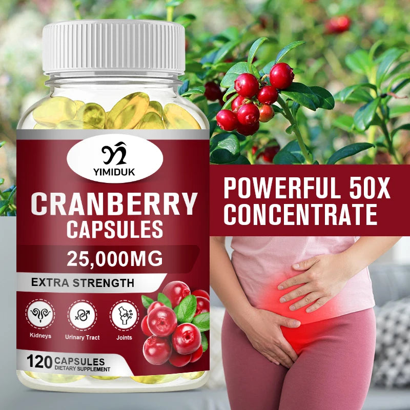 Organic Cranberry Capsules 25,000mg – Urinary Tract, Bladder, Kidney & Immune Health Support | 120 Capsules