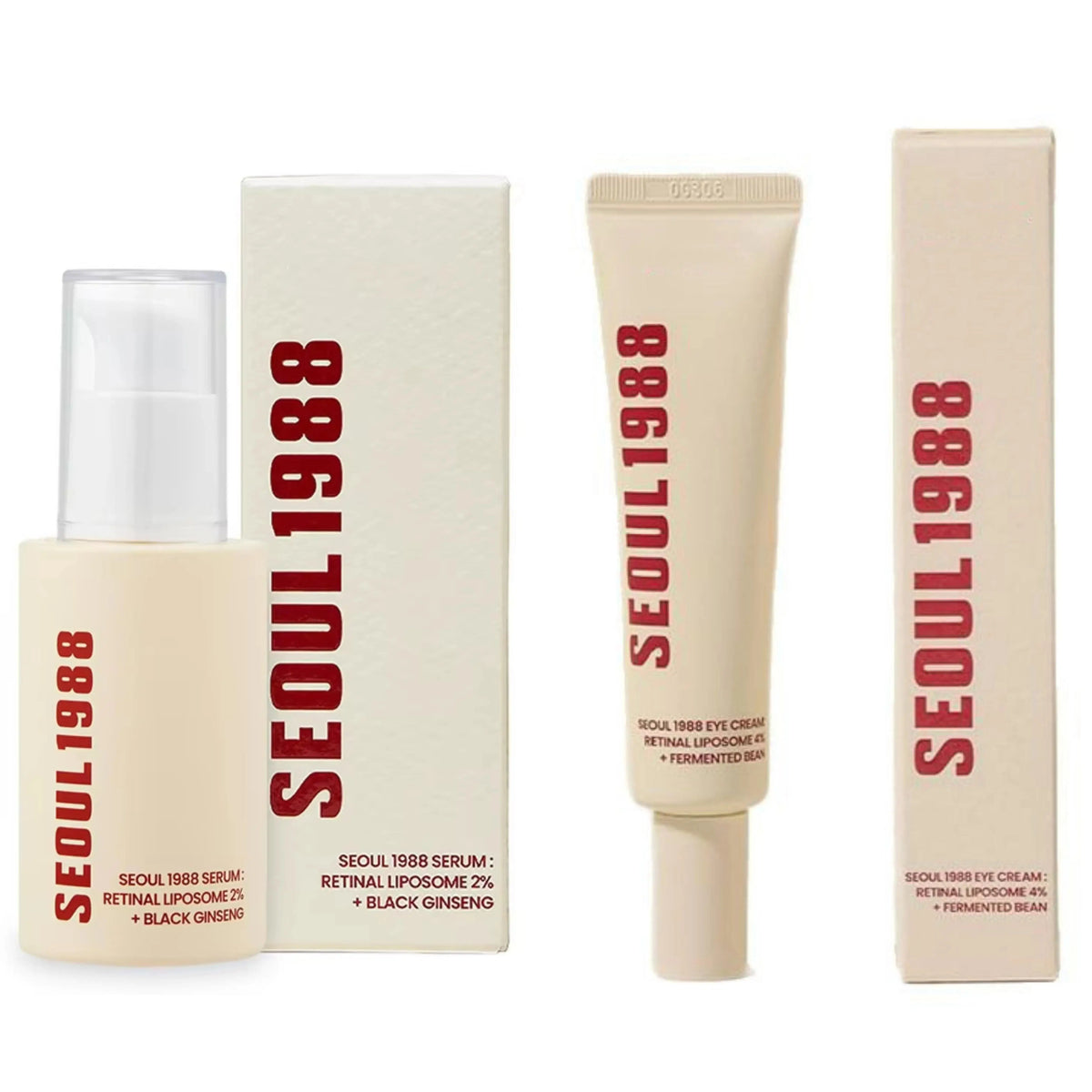 Korean 1988 Retinal Eye Cream & Face Serum – Retinol, Niacinamide, Black Ginseng & Peptides